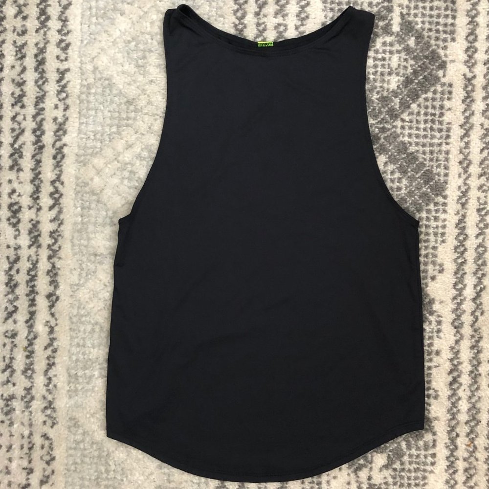 Noli Yoga Black Line Tank w Neon Green Stripe